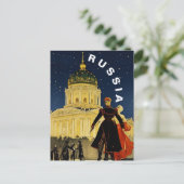 Vintage Russia Winter Night Travel  Briefkaart (Staand voorkant)