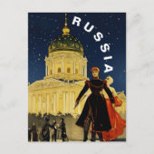 Vintage Russia Winter Night Travel  Briefkaart (Voorkant)