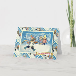 Vintage Russische Kerstmis, de speler van het Feestdagen Kaart