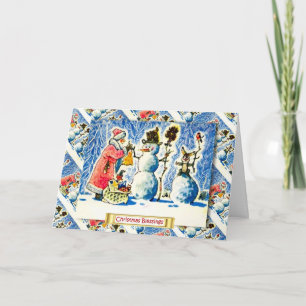 Vintage Russische Kerstmis, Kerstman die giften Feestdagen Kaart