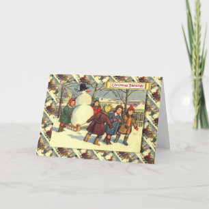 Vintage Russische Kerstmis, Kinderen en een Feestdagen Kaart