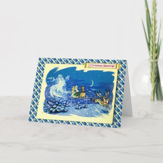 Vintage Russische Kerstmis, SpookKerstman Feestdagen Kaart (Voorkant)