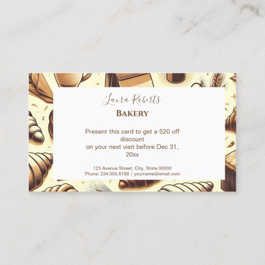 Vintage Rustic Bakery Kortingskaartje (Achterkant)