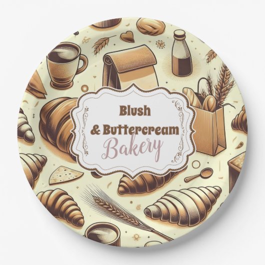 Vintage Rustic Bakery Papieren Bordje (Voorkant)