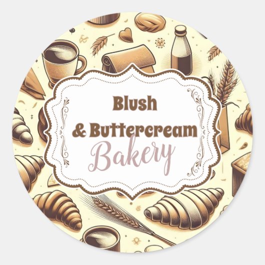 Vintage Rustic Bakery Ronde Sticker (Voorkant)