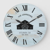 Vintage Rustic Barn Shiplap Family Name Grote Klok (Voorkant)