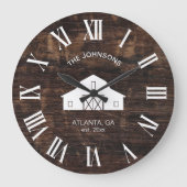 Vintage Rustic Barn Shiplap Family Name Grote Klok (Voorkant)