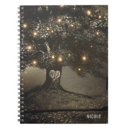 Vintage Rustic Boom- en Nachtverlichting Aangepast Notitieboek