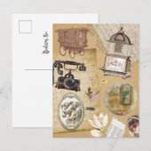 Vintage Rustic Briefkaart Journal Stickers (Voorkant / Achterkant)
