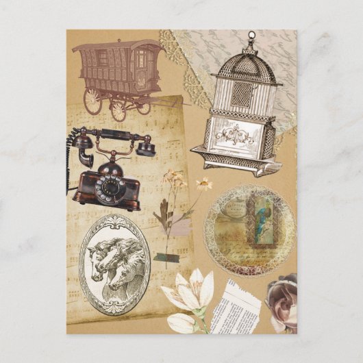 Vintage Rustic Briefkaart Journal Stickers (Voorkant)