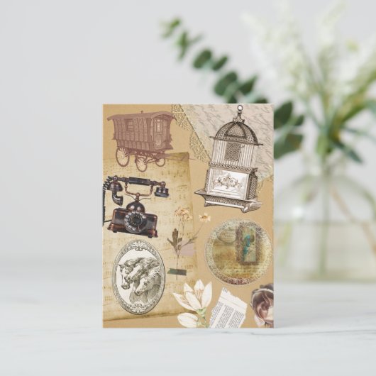 Vintage Rustic Briefkaart Journal Stickers (Staand voorkant)