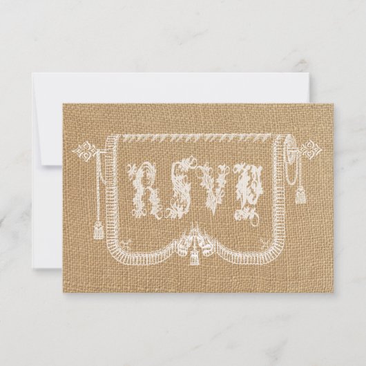Vintage Rustic Burlap Wedding RSVP (Voorkant)