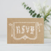 Vintage Rustic Burlap Wedding RSVP (Staand voorkant)