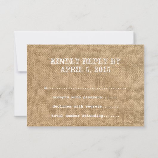 Vintage Rustic Burlap Wedding RSVP (Achterkant)