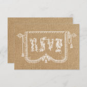Vintage Rustic Burlap Wedding RSVP (Voorkant / Achterkant)
