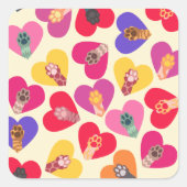 Vintage Rustic Cat Paw Print Love Vierkante Sticker (Voorkant)
