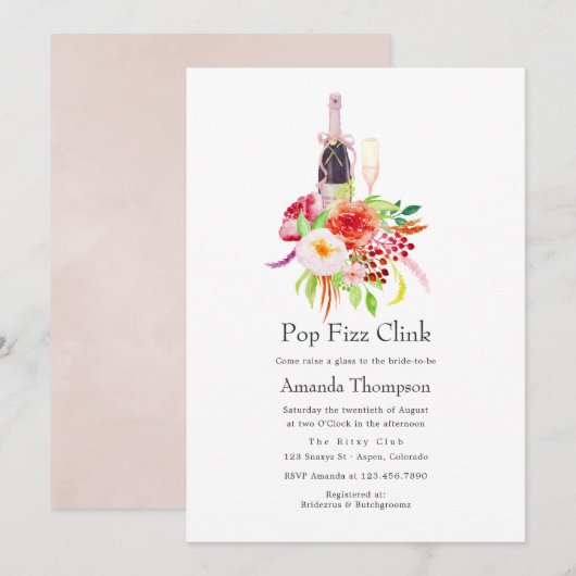 Vintage Rustic Charm Pop Fizz Clink Vrijgezellenfe Kaart (Voorkant / Achterkant)