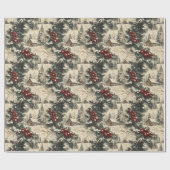 Vintage Rustic Christmas Holiday Cadeaupapier (Vlak)