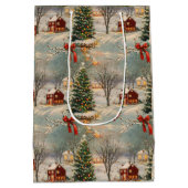 Vintage Rustic Christmas Holiday Medium Cadeauzakje (Achterkant)