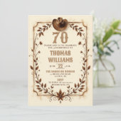 Vintage Rustic Cowboy Western Blad 70e Verjaardag Kaart (Staand voorkant)