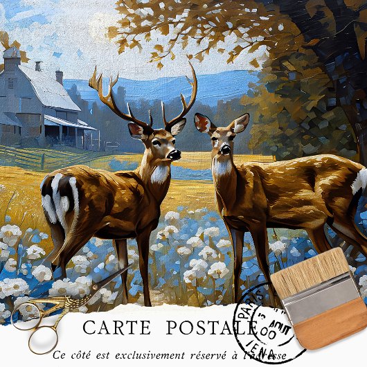 Vintage Rustic Deer Woodland - ontkoppeling Tissuepapier