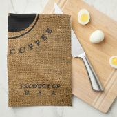 Vintage Rustic Faux Burlap Coffee Sjabloon Theedoek (Quarter Fold)