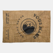 Vintage Rustic Faux Burlap Coffee Sjabloon Theedoek (Horizontaal)