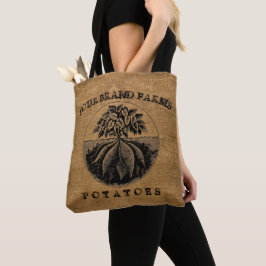 Vintage Rustic Faux Burlap Potato Sack Sjabloon Tote Bag