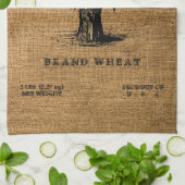 Vintage Rustic Faux Burlap Wheat Sack Sjabloon Theedoek (Gevouwen)