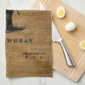 Vintage Rustic Faux Burlap Wheat Sack Sjabloon Theedoek (Quarter Fold)