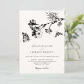Vintage rustic floral branch wedding kaart (Staand voorkant)