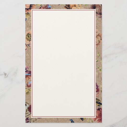 Vintage Rustic Floral Briefpapier (Voorkant)