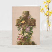 Vintage Rustic Floral Cross, Easter Card, Kaart (Gele Bloem)