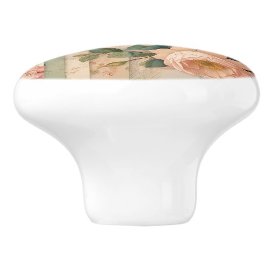 Vintage Rustic Floral Keramische Knop (Zijkant)