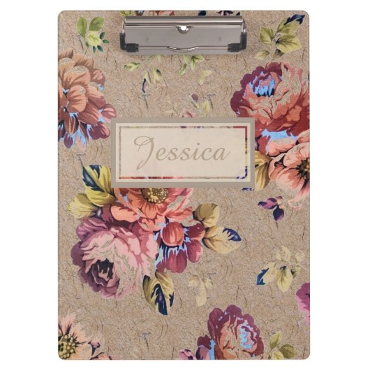 Vintage Rustic Floral Klembord (Voorkant)