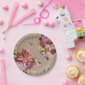 Vintage Rustic Floral Papieren Bordje (Feest)