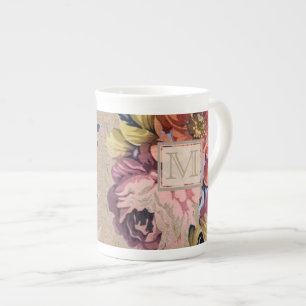 Vintage Rustic Floral Porselein Kop