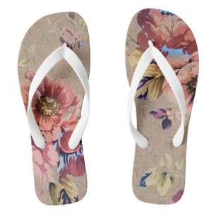 Vintage Rustic Floral Teenslippers