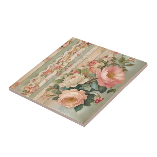 Vintage Rustic Floral Tegeltje (Zijkant)