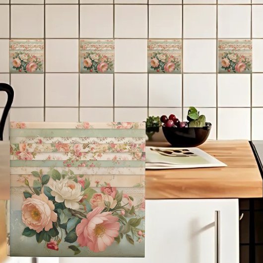 Vintage Rustic Floral Tegeltje