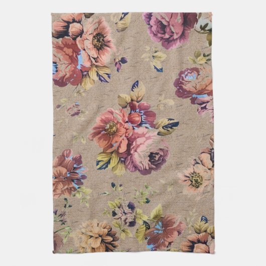 Vintage Rustic Floral Theedoek (Verticaal)