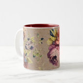 Vintage Rustic Floral Tweekleurige Koffiemok (Voorkant links)