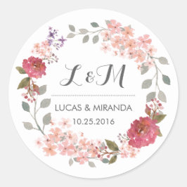 Vintage Rustic Floral Wreath Wedding voor Sticker