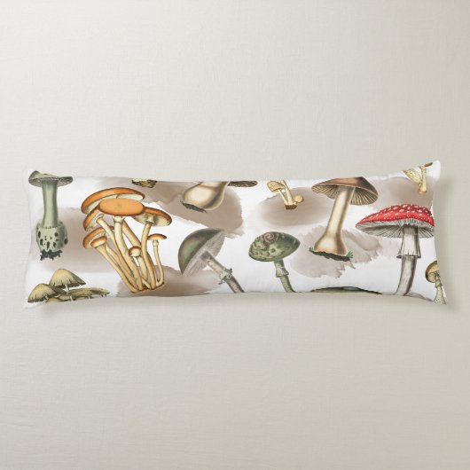 Vintage Rustic Forest Mushrooms Lichaamskussen (Achterkant)