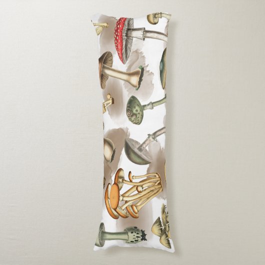 Vintage Rustic Forest Mushrooms Lichaamskussen (Voorkant Verticaal)