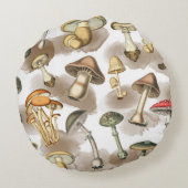 Vintage Rustic Forest Mushrooms Rond Kussen (Achterkant)