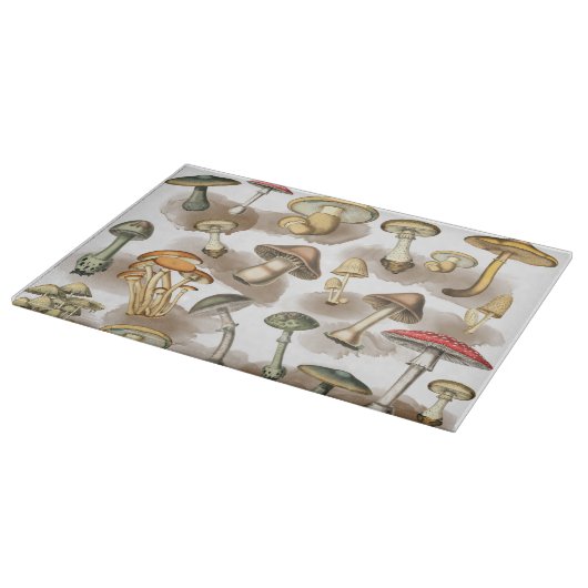 Vintage Rustic Forest Mushrooms Snijplank (Hoek)