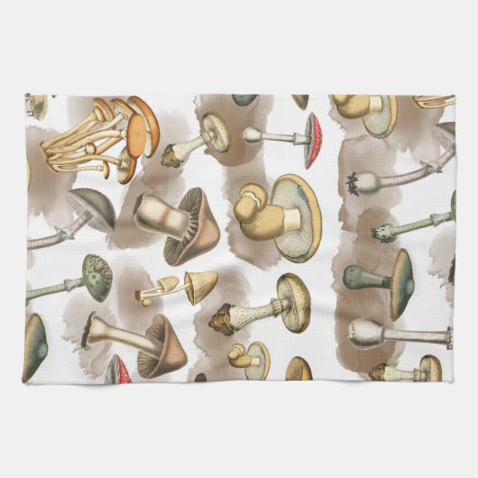 Vintage Rustic Forest Mushrooms Theedoek (Horizontaal)