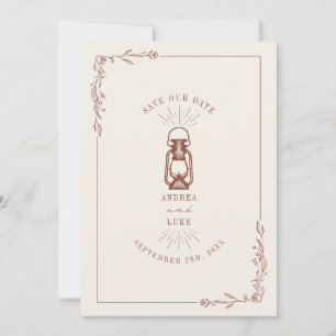 Vintage Rustic Lantern Terracotta Wedding Save The Date