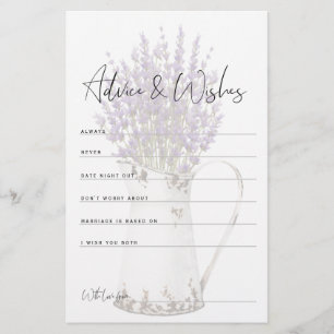 Vintage Rustic Lavender Advice Kaart Vrijgezellenf